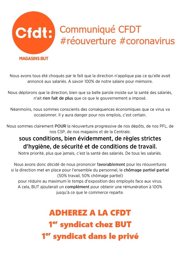 communique CFDT Coronavirus 22 avril 2020