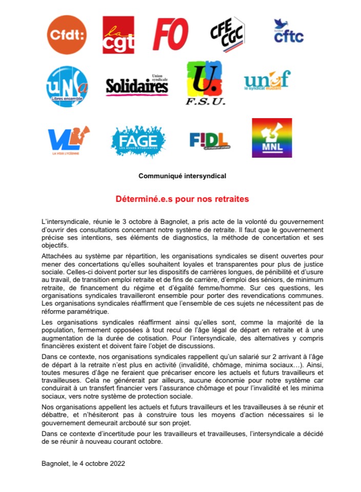 intersyndicale retraite